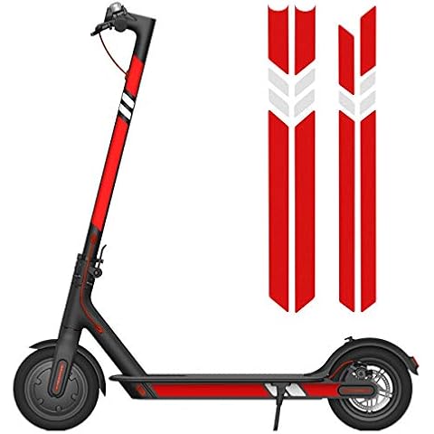 Scooter Reflective Sticker Waterproof Reflective Decals Decorative Side Stickers Styling Set for Xiaomi Mijia M365 Electric Scooter(Red silver red) Cover