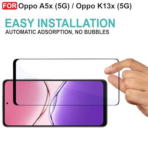 Image of CEDO Tempered Glass for Oppo A5x (5G) / Oppo K13x (5G) | Screen Protector Full HD Quality Tempered Glass Anti-Scratch Edge to Edge Coverage with Easy Installation Kit (Black)