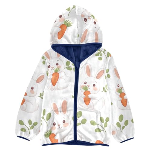Cute Rabbit Hold Carrot Girls Fleece Jacket Girls Fall Jacket Girls Zip Up Hoodie Girls Sherpa Jacket 2-10T