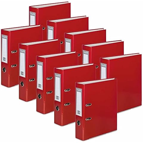OFFICE CENTRE 10x Red A4 Large 75mm Lever Arch File Folder Metal Edge Strengthened Stationery Document Archive Paper Storage Office School Home Easy Filing System 15 Colour Coding Wide Spine Cover