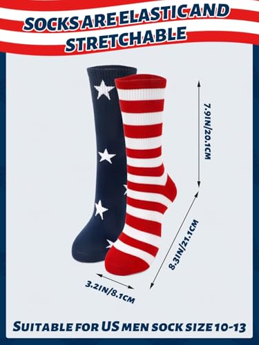 American Flag Socks 4 Pairs 4th of July Sock for Men 2 Styles Patriotic Socks for American Men3
