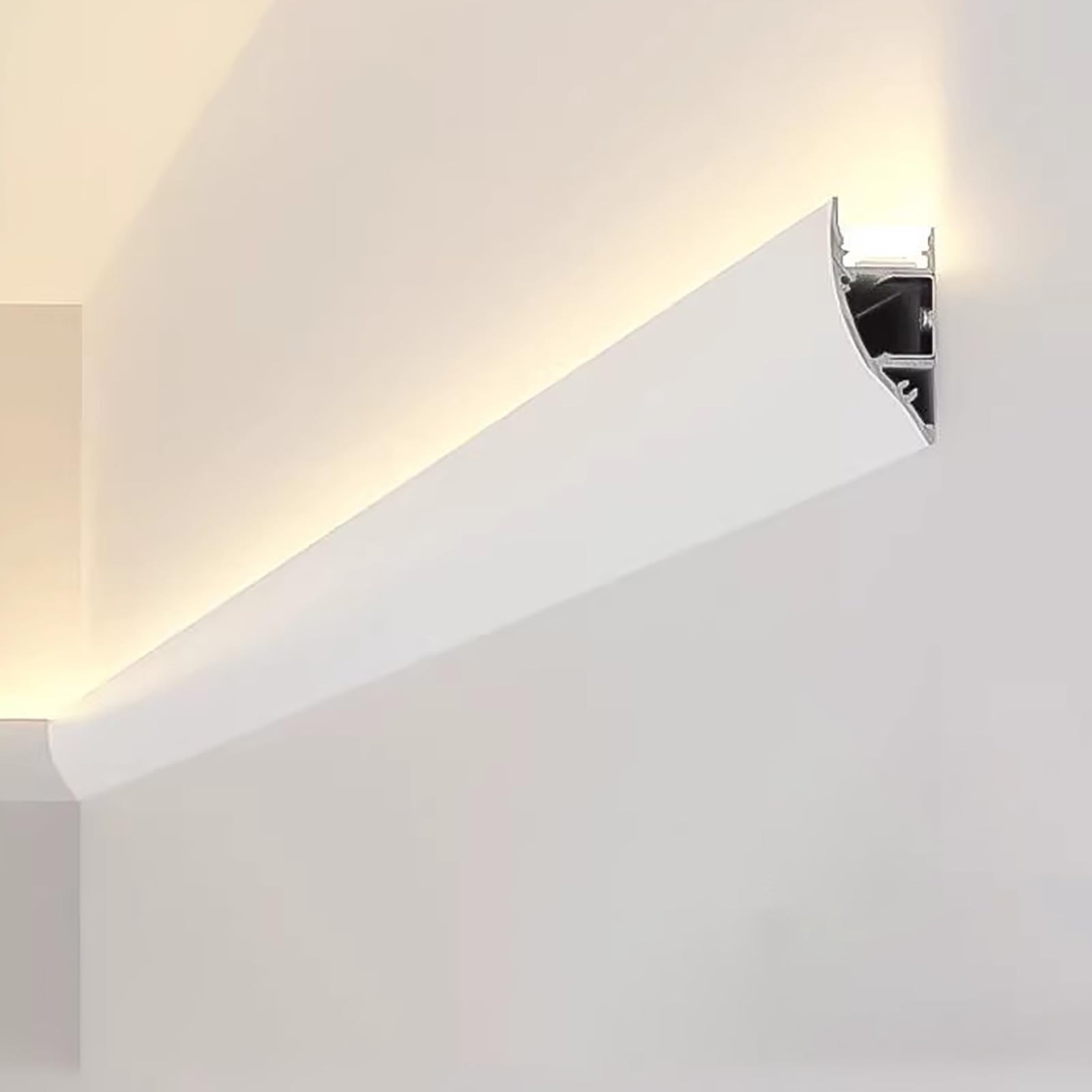 Profili per Strisce LED Modanatura per Soffitto con Canale Diffusore LED, Cornice in Alluminio per Strisce LED, Illuminazione Lineare a Strisce LED per Parete(White,49.2ft/15m)