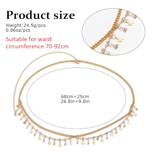 Image of SANNIDHI Waist Chain for Women for Saree Gold Metal Concho Waist Belt Stylish Boho Western Hip Belt Fashion Adjustable Cowgirl Jewellery Chain Belts for Dresses, Jeans, Skirts, Beach Outfits