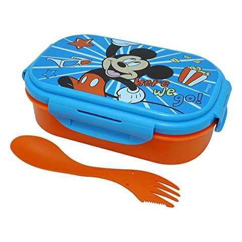 HOVUK Mickey Mouse Lunch Box with Spork Cover