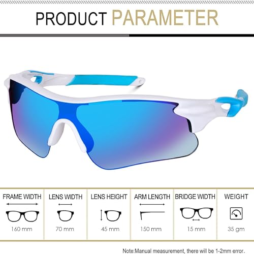 Image of Dervin Non Polarized Oversized Sports Sunglasses for Men Women, Outdoor Cricket Cycling Hiking Fishing Sunglasses