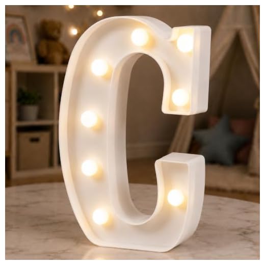 HXWEIYE LED Marquee Letters Lights Sign C, 26 Alphabet Light Up Letters and Number 0-9 Number Warm White Led Letters for Bar Party Birthday Home Wedding Décor