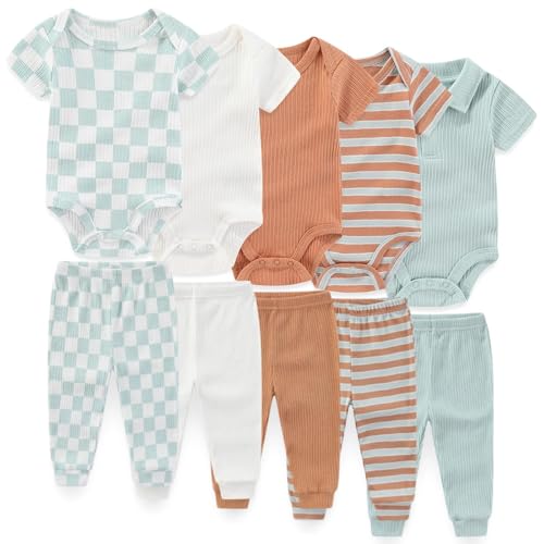 Image of JELYLOVE Unisex Baby Boy Girl Pants Sets 10 pack Cotton Casual New born Clothes Comfort Infant Outfit