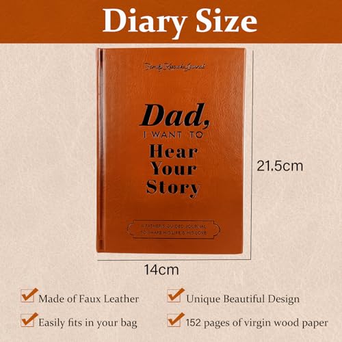 Dad I Want to Hear Your Story UK: Guided Journal Book, Tell Me Your Story, Leather Hardback with Gold Foil, Birthday Gift for Dad - Image 4
