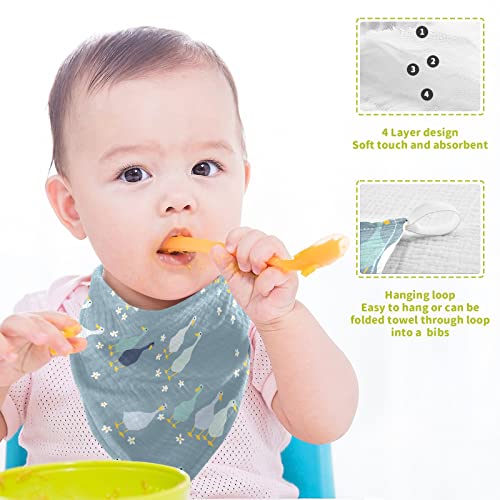 Image of vvfelixl Baby Washcloths Cotton Funny Gooses Baby Muslin Washcloths Soft Baby Face Towel for Newborn Infants, 11.8 X 11.8 Inch, 5 Pack Blue
