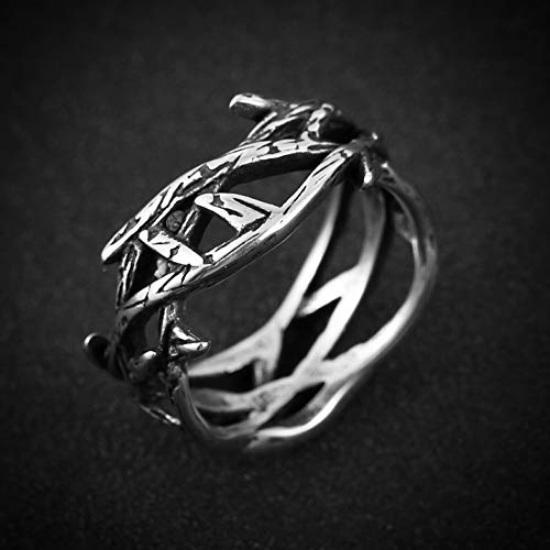 HZMAN Jesus Crown of Thorns Ring for Men Gothic Stainless Steel Pinky Ring4