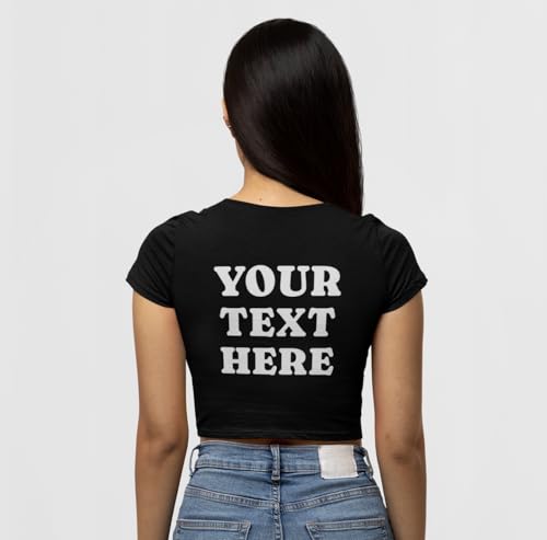 Custom I Heart Shirt - Fitted Crop Top - Custom Baby Tee - Gift For Her - Valentines Shirt - Retro - Graphic Stylish Outfit - Printed Shirt - Summer Gifts - UTH - Under The Hut (XS, Black Croptop)3
