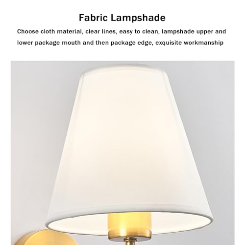 Lámpara de pared con pantalla de tela café moderna para iluminación de dormitorio E27 2