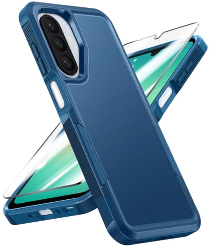 Image of FNTCASE for Galaxy A26-5G Phone Case: Samsung A26 5G Dual Layer Shockproof Protective Cell Phone Cover with Screen Protector, Military Grade Drop Protection - 6.7 inch (Matte Blue)