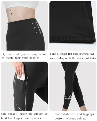 KOWBEAR Womens Yoga Leggings 4-Way Stretch High Waisted Tummy Control Pant with Pocket Workout Athletic Gym Casual Pants4
