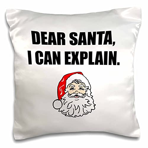 3dRose Tory Anne Collections Quotes-Dear Santa I Can Explain (pc-300974-1) Pillow Case, White