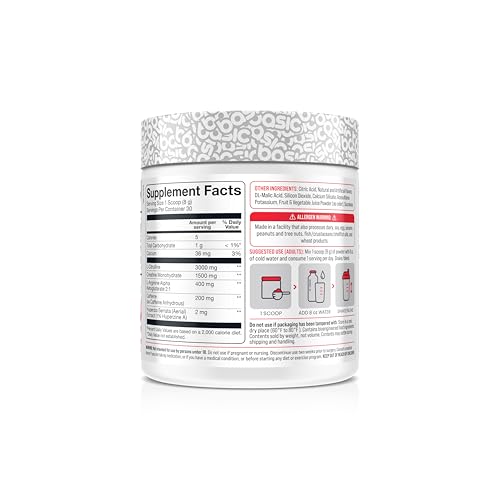 Image of BASIC SUPPLEMENTS Pre-Workout with 200mg Caffeine and 3000mg Citrulline for Energy, Focus, and Strength Support, No Beta-Alanine Tingles, Vegan, Gluten-Free, Sugar-Free