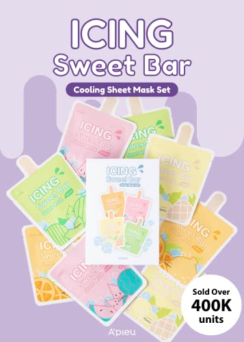 A’pieu Icing Sweet Bar Mask Sheet (8 Sheets In 1 Pack) -4 Refreshing & Cooling Fruity Flavors, Fruit Essence That Hydrates, And Nourishes - Brightens Stressed Skin- Alcohol-Free #TOP1