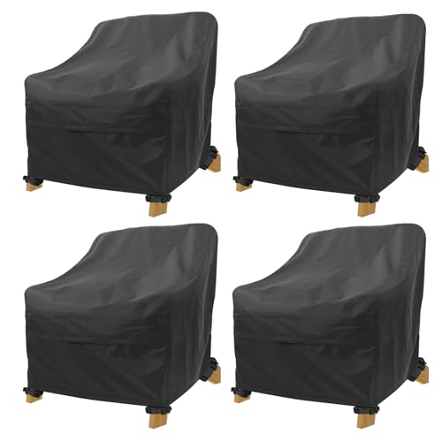 SUPERHOLD Adirondack Chair Covers 4 Pack - Waterproof Outdoor Chair Covers (32L x 35D x 36H Black) for Patio Furniture Non Fading