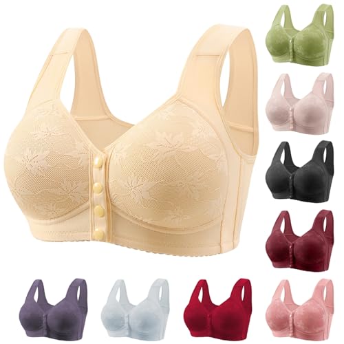 Daisy Bras for Older Women Front Closure No Underwire Bras Wireless Push Up Comfortable Evybliss Bra for Seniors