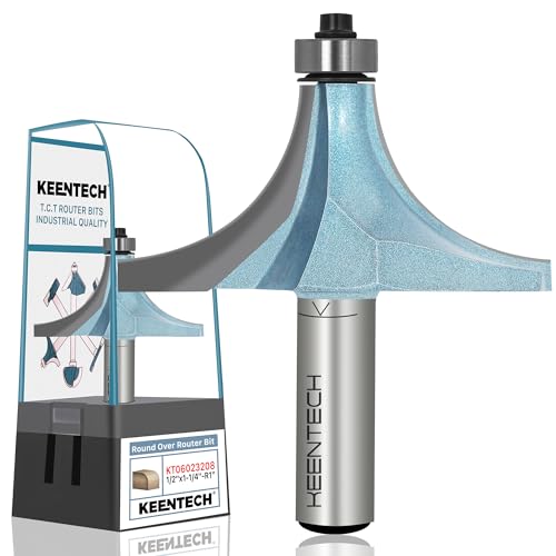 Image of KEENTECH Round Over Router Bit, 1 /2 inch Shank x 2-1 /2 inch Dia x 1 inch Radius | Industrial Grade, Tungsten Carbide Tipped, 10X Lifespan, Woodworking