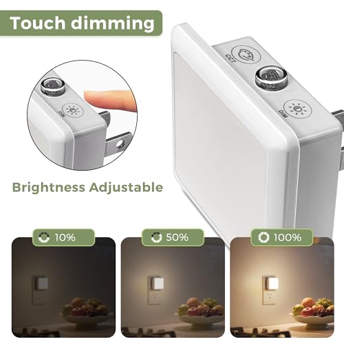 Image of L LOHAS LED 3CCT Night Lights Plug into Wall 2-Pack, 0.3W Plug in Night Light, Dusk to Dawn, Bright Nightlight Auto-On /Off, for Adults Kids Room Bedroom Bathroom Hallway Kitchen