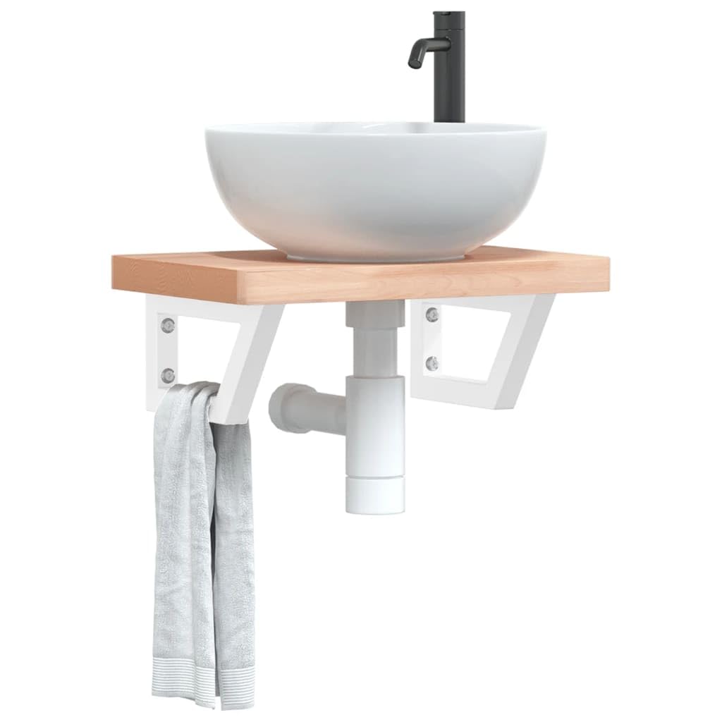 Furniture Select-Shelf Soportes para lavabo, 2 unidades, acero trapecio blanco