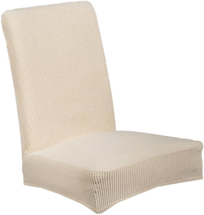 6pcs Beige Dining Chair Covers Stretchy Elastic Seat Protectors Removable Polyester Slipcovers for Home Office Banquet Party Ceremony
