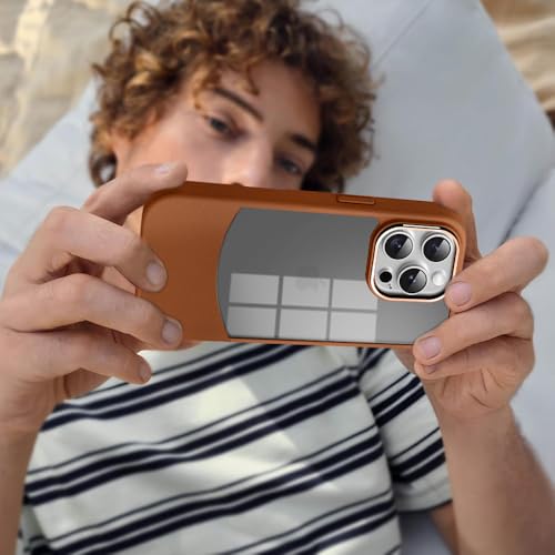 Image of KARWAN️Fusion Edge Leather Transparent Mobile Back Case | Slim Fit | Anti-Fingerprint| Scratch-Resistant | Premium Grip | Shockproof case | Back Cover for iPhone 13 Pro || Brown