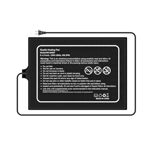 COSYTOUR Reptile Heat Pad, 6x8 Inches, Adjustable Temperature Control, 8W, for 10-20 Gallon Tanks (S, Heat Mat)