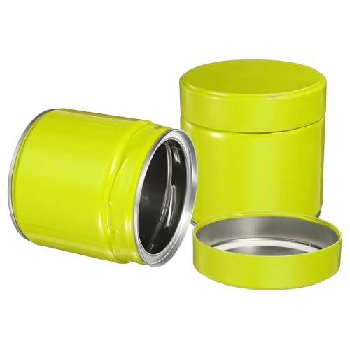 Sourcing Map 2Pcs Round Tea Canisters, 4" x 4" Airtight Metal Tea Containers for Loose Tea, Coffee Beans, Spices - Sturdy, Compact, and Stylish Storage Tea Tin (Green)