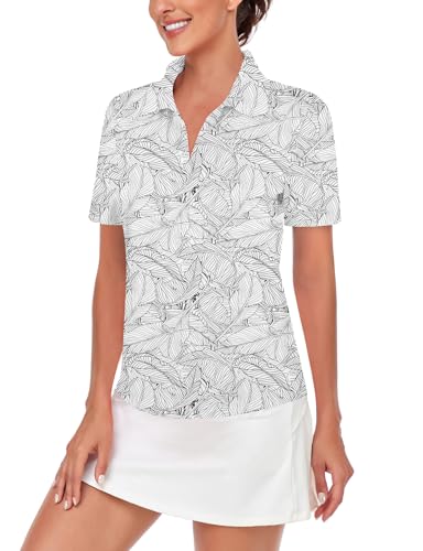 Image of Cucuchy Womens V Neck Golf Polo Shirts Moisture Wicking Sports Workout Tops