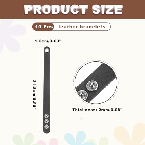 Brazaletes de cuero en blanco para talleres de artesanía y diseño de joyería unisex 2