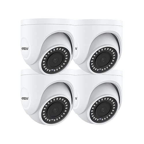 H.VIEW 4PCS 4K Dome PoE Kamera 8MP IP Überwachungskamera(3840x2160P) Sicherheitskamera mit integriertem Mikrofon für Außen/Innen Wetterfest aussen 100ft IR Nachtsicht/Bewegungserkennung Cover