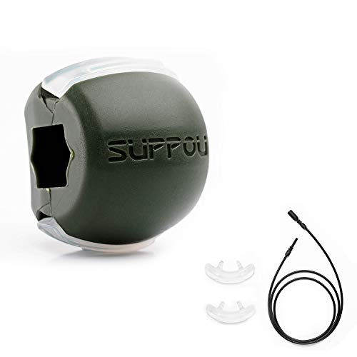 SUPPOU Jawline Exerciser Ball, Slim & Defines and Shaper Face, Jaw Strengthener Reduce Double Chin and Neck Toning, Facial Workout Device Elevate Cheeks for Men/Women (Elite Green)