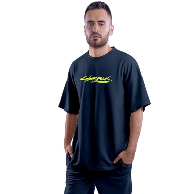 Image of DUDEME Fuda : Cyberpunk Lucy Men & Women Cotton Anime Printed Oversized T-Shirt