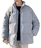 [wechose] コート メンズ 冬服 中綿 ジャケット ブルゾン アウター スタンドカラー 大きいサイズ ゆったり 無地 男女兼用 厚手 防風 防寒 暖かい シンプルデザイン カジュアル かっこいい blue L