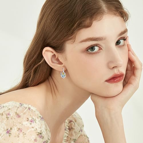 Sunflower Earrings 925 Sterling Silver Sunflower Abalone Shell Earrings Tree of Life Leverback Earrings Jewelry Gifts for Women3