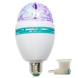 BOYON Stage Light Bulb, Party Light, Rotating LED Strobe Bulb with Screw Base (Multi changing Color, RGB, Energy Saving, 3W) Best for Party, Disco Club Bar,DJ. Ball
