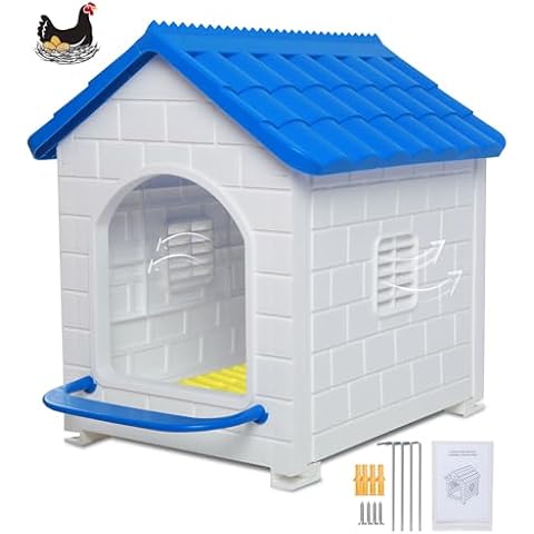 Chicken Nesting Box, Waterproof Hens Nesting Box 100% Waterproof for Laying Eggs for Chicken Duty Large Chicken Signle Compartment Chicken Nesting Box Indoor & Outdoor (Blue) Cover