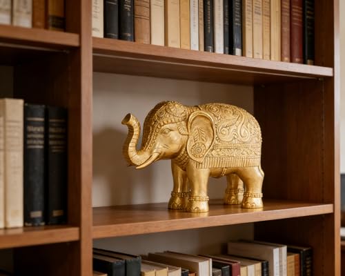 Estatua de Elefante Decoración Hogar 9 Pulgadas Oro miniatura 6