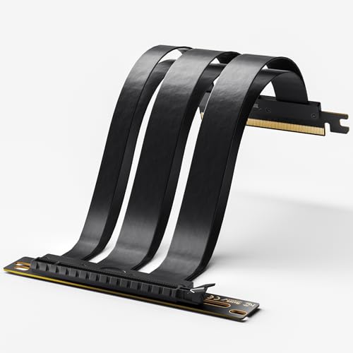 AsiaHorse PCI-E 4.0 Riser Cable, PCIe 4.0 16x 200mm High Speed Flexible GPU Riser Cable, EMI Shielded 30 AWG, 25Gbps Transfer Rate, Compatible with 5.0/4.0/3.0 (250MM)