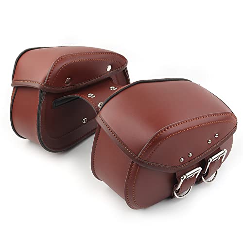 Bolsa para Herramientas de Motocicleta Bacar Pair, Bolsa Impermeable de PU, Duradera y Hecha a Mano, Bolsa de Alforja Marrón miniatura 4