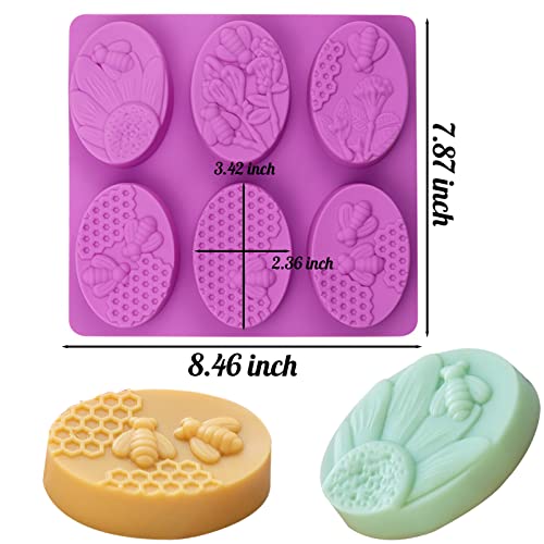 Siqinzongwa (2 Pack) Silicone Soap Molds, Oval Honeybee Silicone Molds For Homemade Soaps, Beeswax, Resin, Bath Bomb, Lotion Bar, Jello, Chocolate And Dessert #TOP2