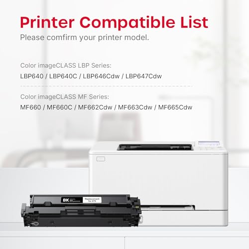 Image of 075 Toner Cartridge Set 4-Pack Replacement for Canon 075 075H Printers | Compatible with Canon Color imageCLASS MF662Cdw MF665Cdw LBP646Cdw, High Yield with Chip, 1400 Pages Black, 1300 Pages Color