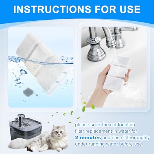 Cunina 24PCS Cat Fountain Filters - Compatible with Petory, 74oz/2.2L Automatic Replacement Filters & Foam - Thumbnail 6