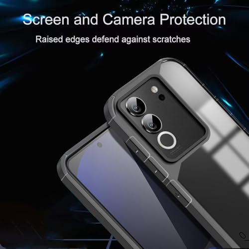 Image of KARWANBack Cover |Shockproof Bumper Case | Full Camera Protection | Raised Edges | Super Soft Side TPU | Bumper Case for Vivo V29 - Black