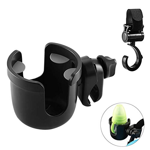 Hossom Kinderwagen Getränkehalter, Becherhalter für Kinderwagen Buggy, Universal Baby Flaschenhalter für Kinderwagen, Getränk und Kaffee Getränkehalter mit 1 Haken (geeignet für Baby Buggy)