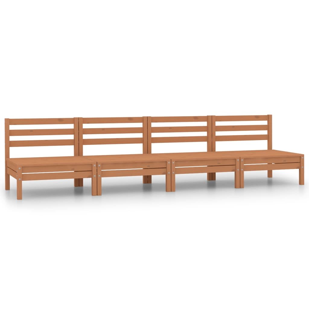 Salon de jardin 4 pièces en pin massif marron miel : la solution robuste contre le mobilier fragile