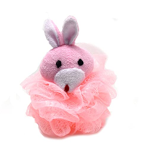 Bain de bébé joyeux avec la fleur de douche licorne rose