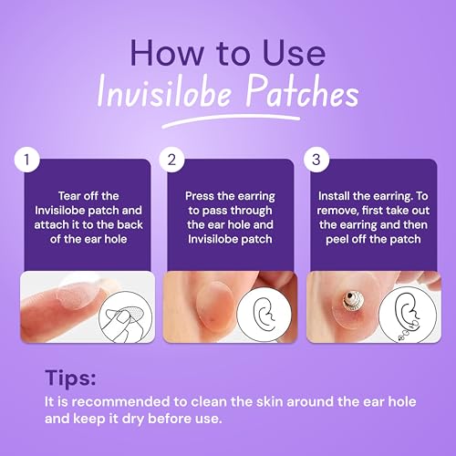 Image of Careforce Invisible Ear Lobe Support for Heavy Earrings Waterproof Earlobe Support Patches Transparent Stickers for Earring Lifter Tape for Torn or Stretched Piercings (Pack of 30)